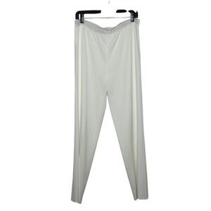 Ming Wang Knit Pants Pull On Elastic Waist Size XL White Career Dressy Party